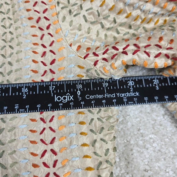 Chicos Blazer Womens Size 1‎ Ivory Silk Embroidered Long Sleeve Notch Collar - Picture 10 of 11